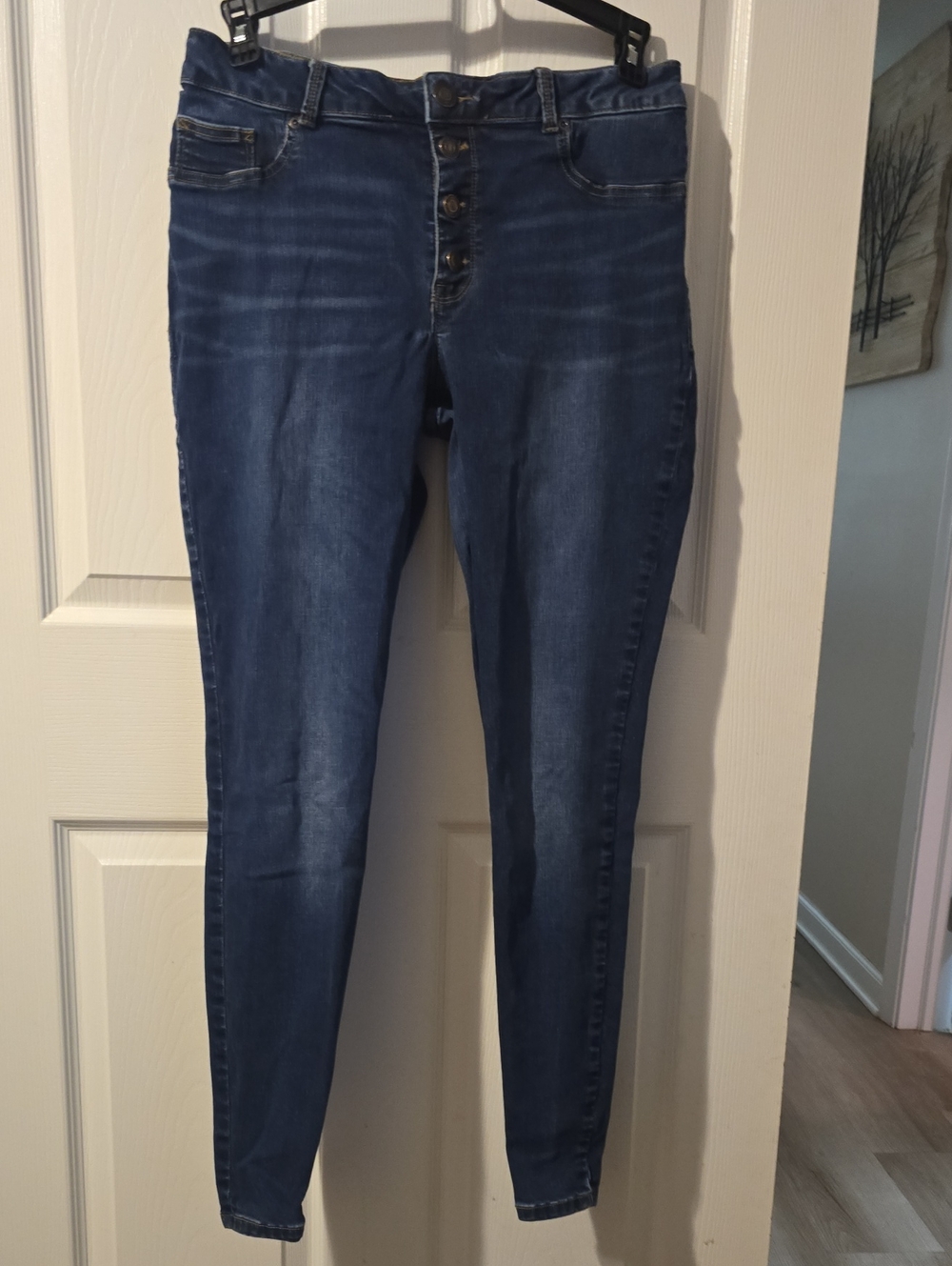 Maurices Dark Blue High-Rise Button-Fly Skinny Jeans
